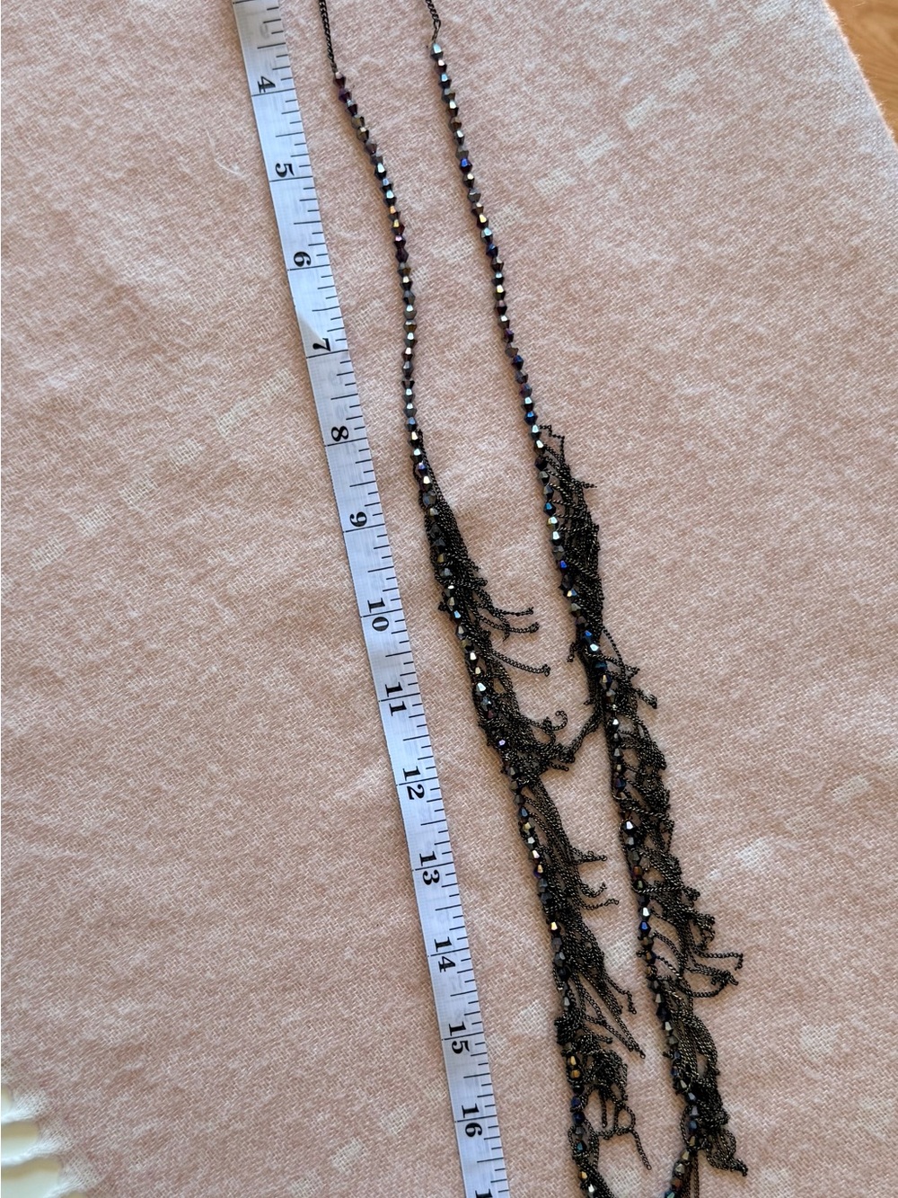 Delicate Black Beaded Fringe Necklace